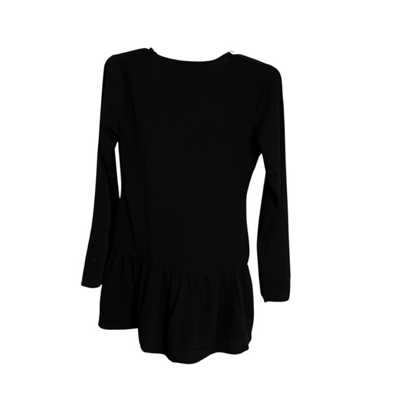 NWT boohoo Long Sleeve Tiered Smock Dress | Black | Tie Front | New | US 4 - Picture 4 of 5